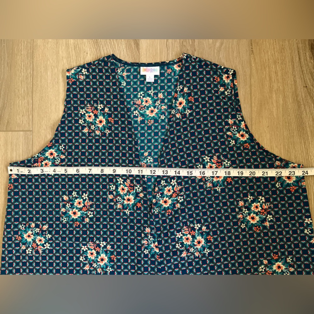 LULAROE JOY Floral Printed Long Kimono Vest EUC - Picture 6 of 12